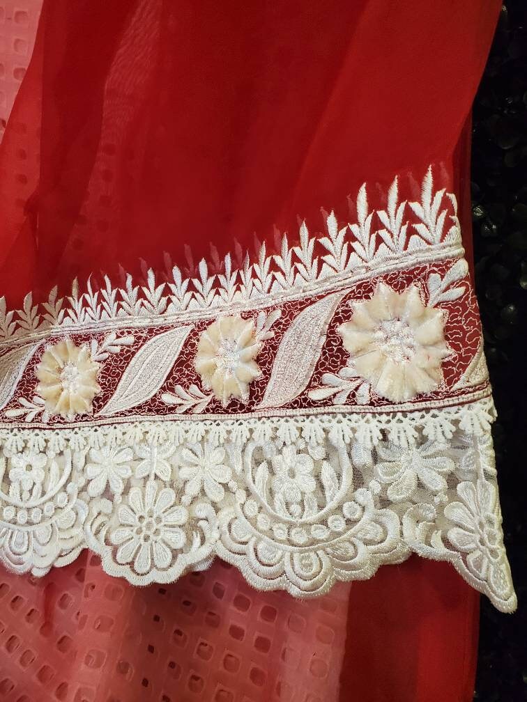 Red and white desi shalwar kameez. Size small.