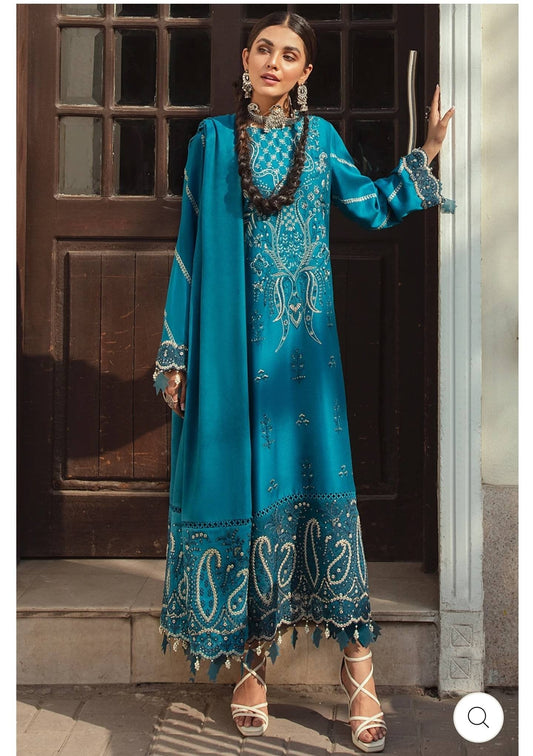 Beautiful zinc color Embroidered 3 pc outfit.