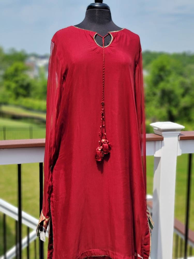 Chiffon shirt with Velvet shawl and pant. Party wear.  Formal pakistani designer wear.