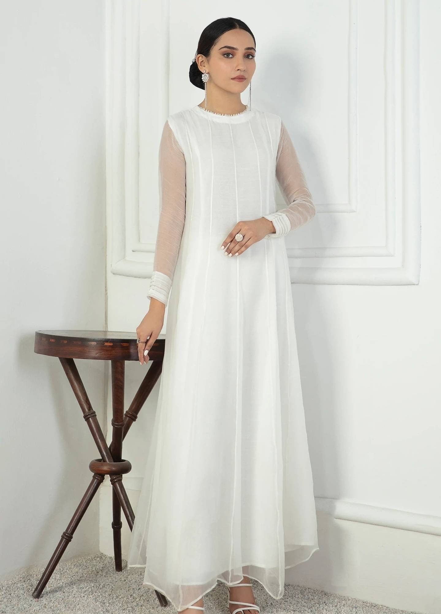 PLAIN CHIFFON FROCK with Trouser.  Pakistani ready to wear. 2 pc