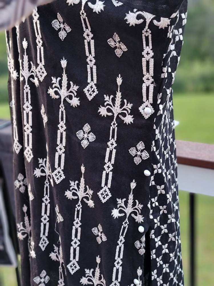 Black and white khadi net formal outfit.  Pakistani designer wear.  Ready to ship.