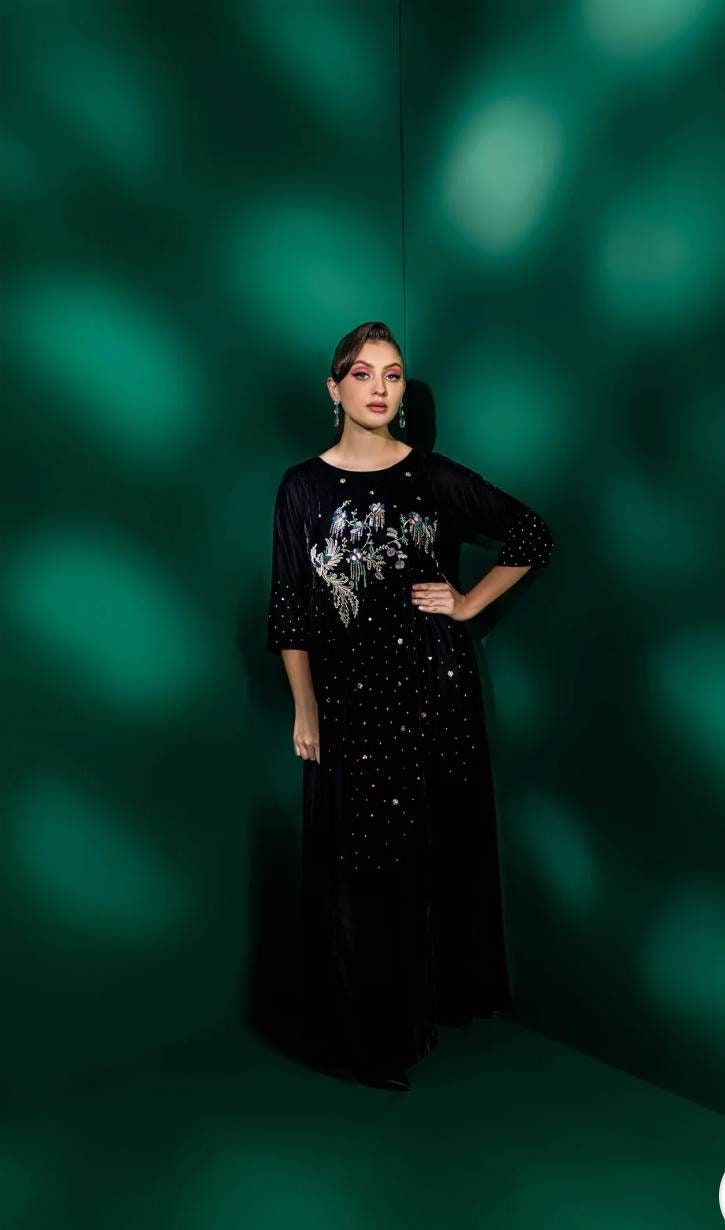 Ready to wear formal Velvet one pc . Pakistani designer wear.