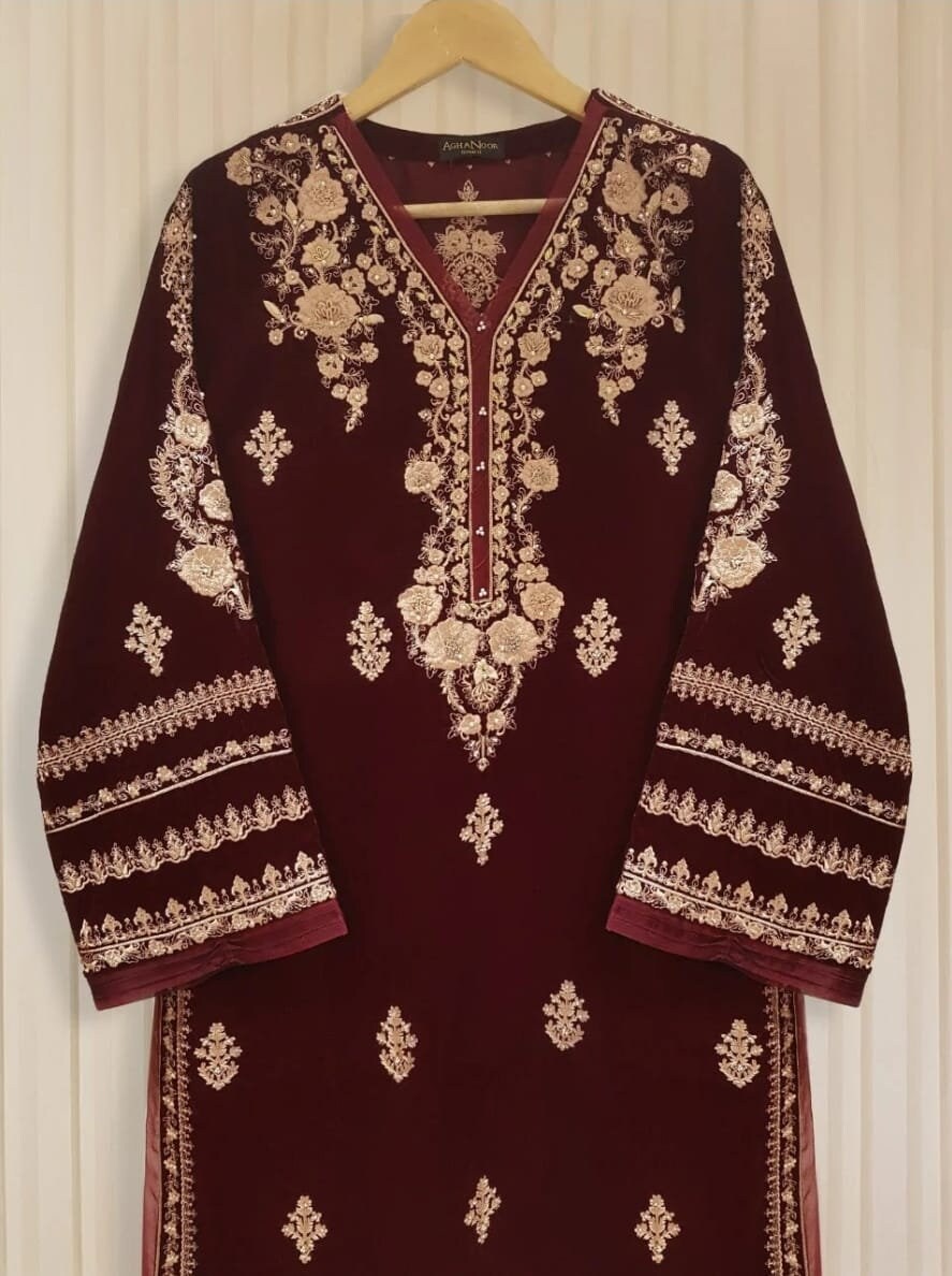 Original Agha noor 3 pc in velvet.