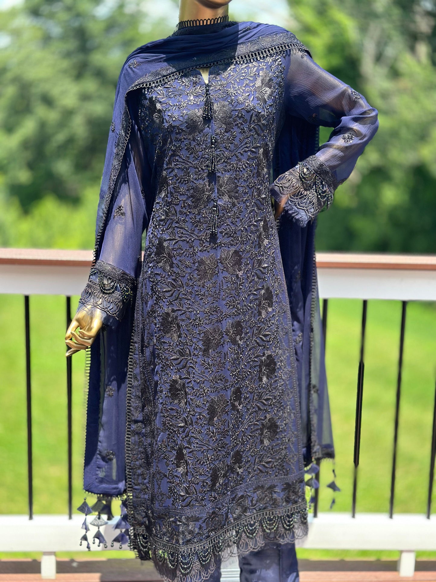 Our best seller chikankari on pure chiffon.