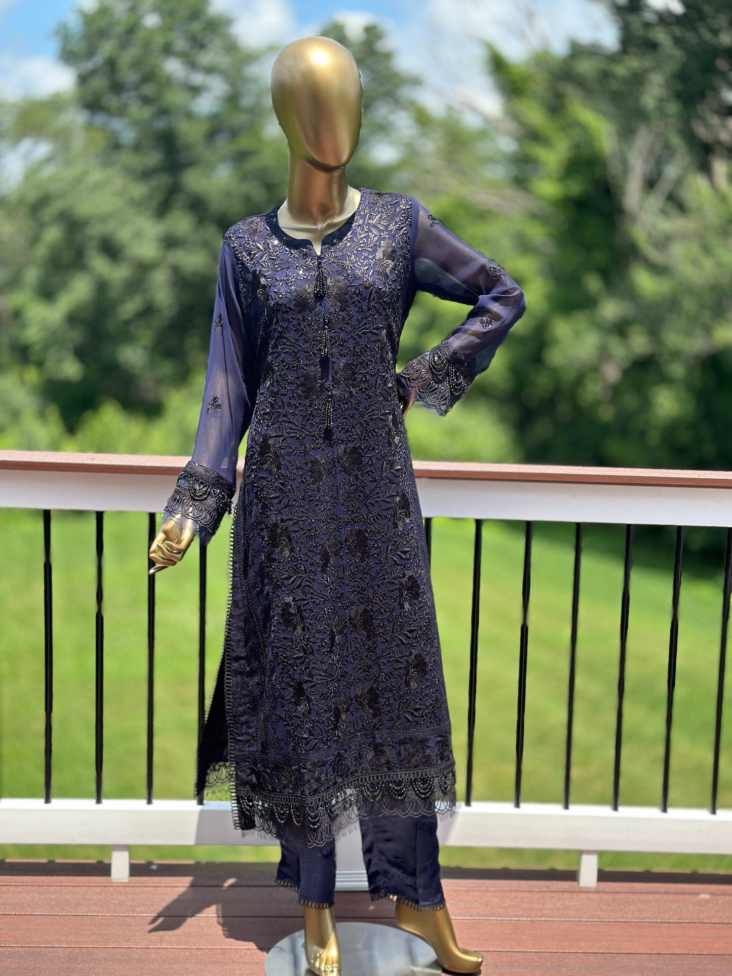 Our best seller chikankari on pure chiffon.