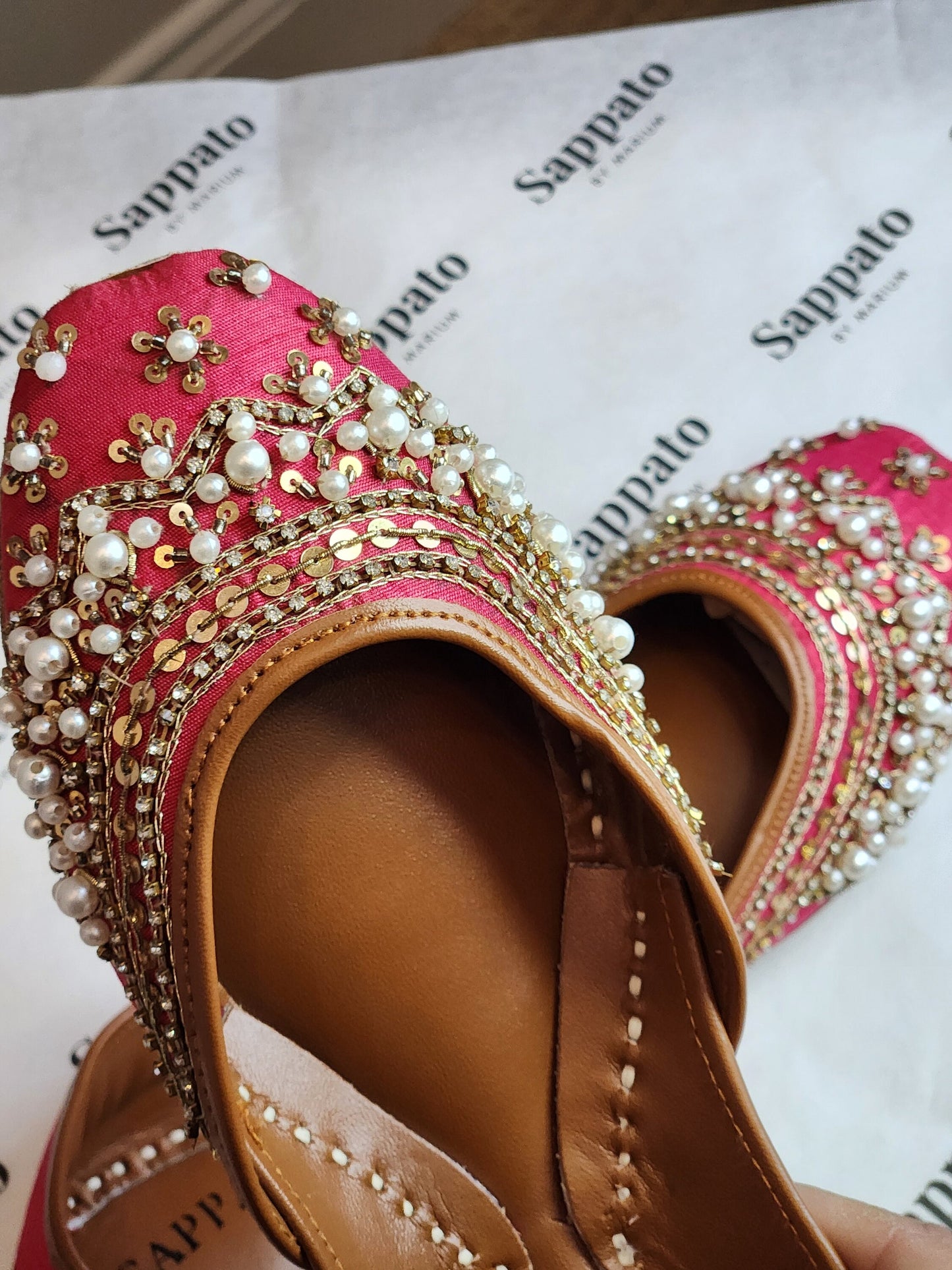 Pink bridal khussa.