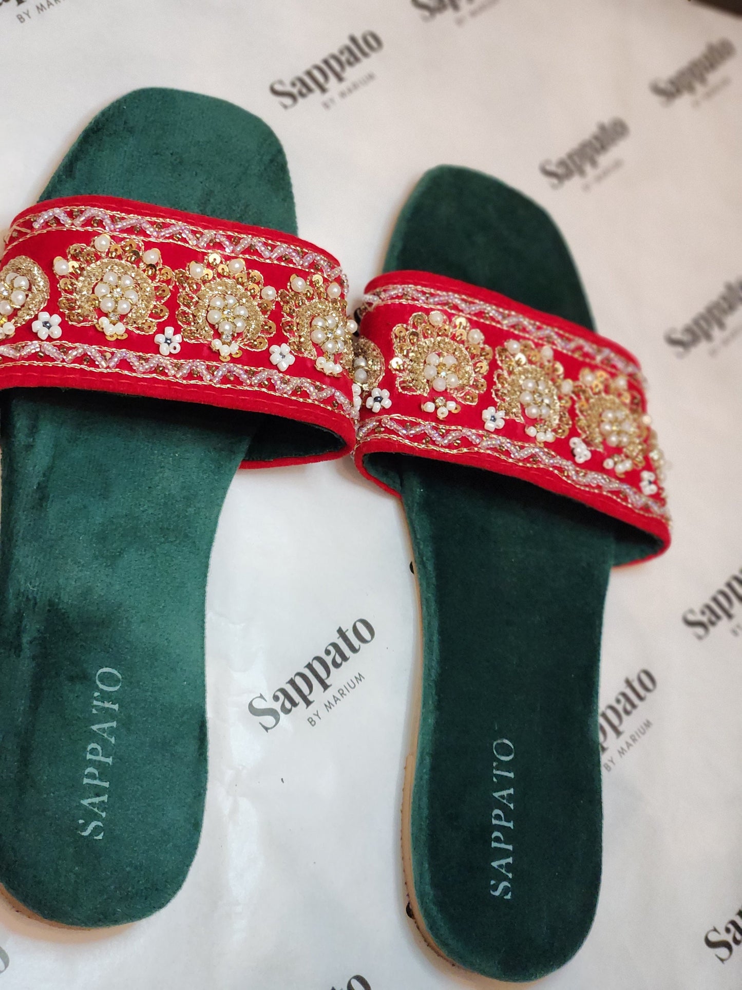 Maharani red chappal.