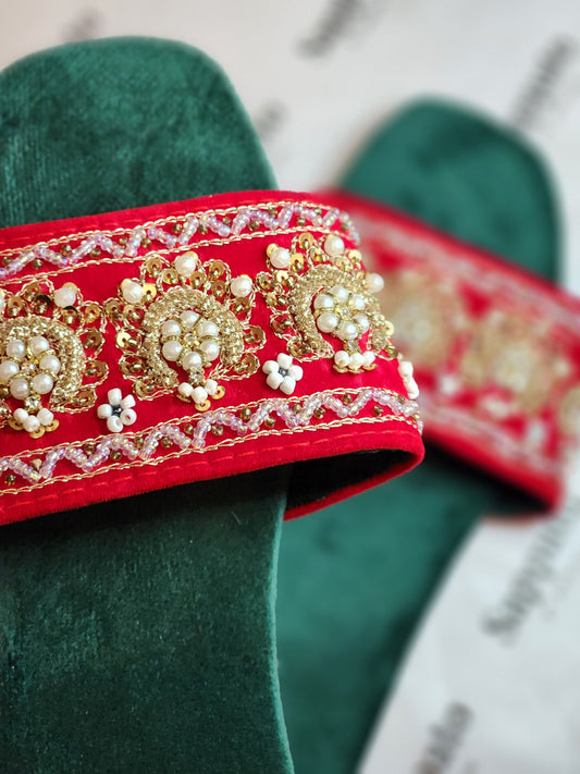 Maharani red chappal.