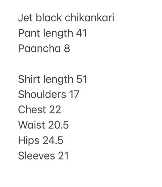 3 pc jet black chiffon chikankari.