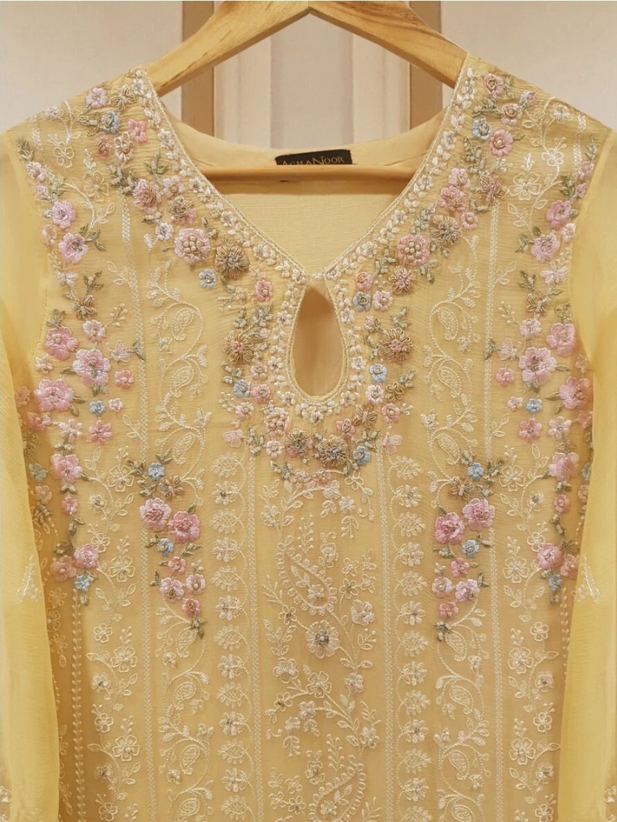 3 pc embroidered chiffon.