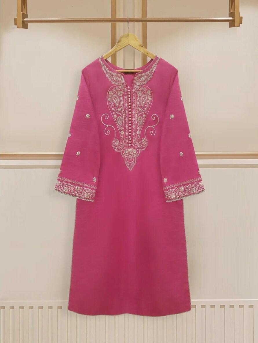 3 pc embroidered khaddar suit.