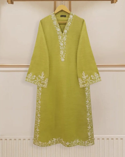 3 pc embroidered khaddar suit.