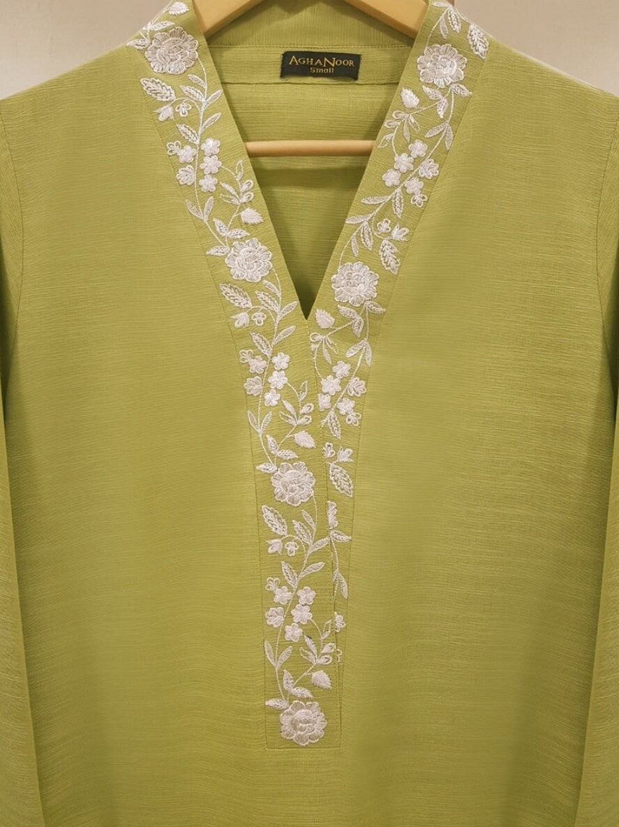 3 pc embroidered khaddar suit.