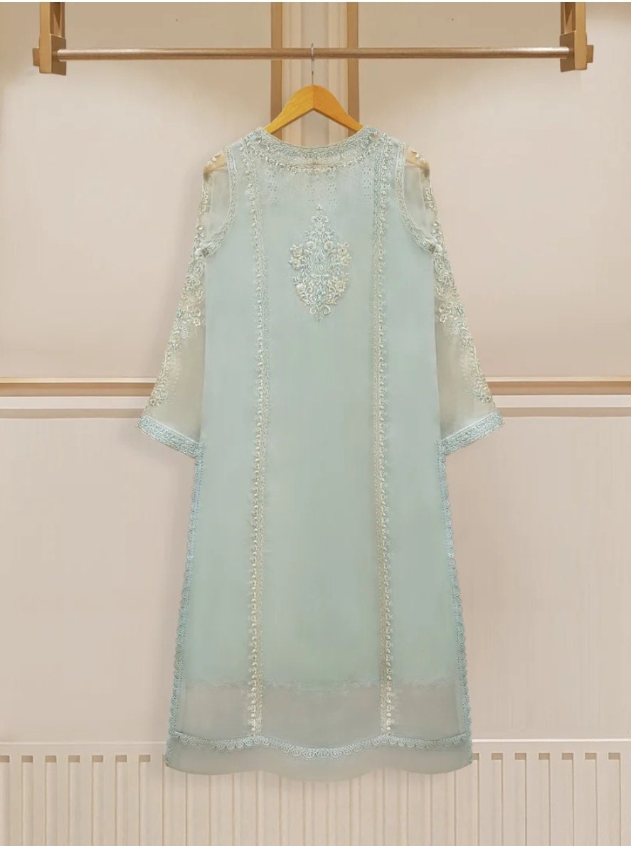 3 pc pure embroidered organza suit.