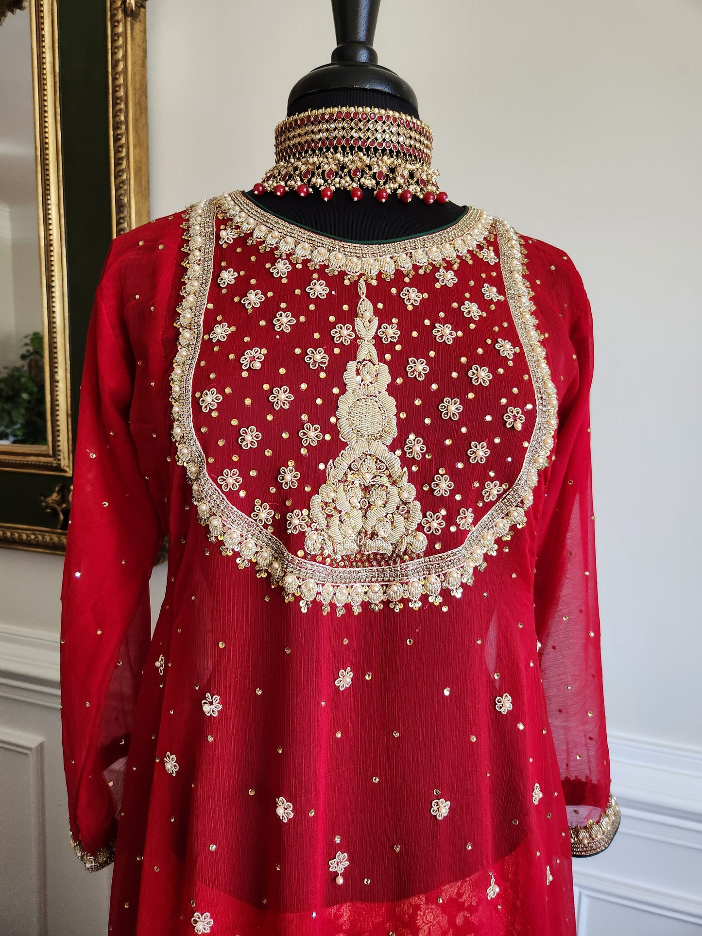 Red heavy bridal. ready to ship.