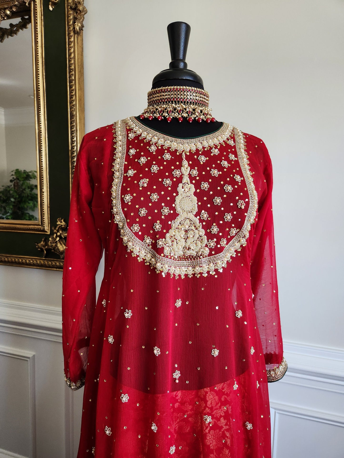 Red heavy bridal. ready to ship.